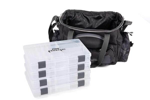 Fox Rage Camo Voyager Medium Tackle Bag (Incl. 6 Tackle boxes)