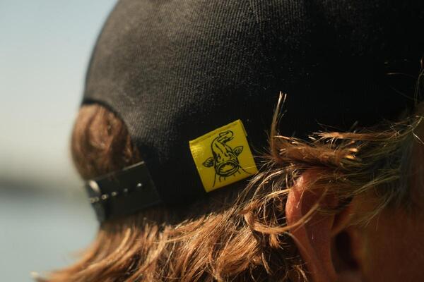 Black Cat Black Flat Peak Cap