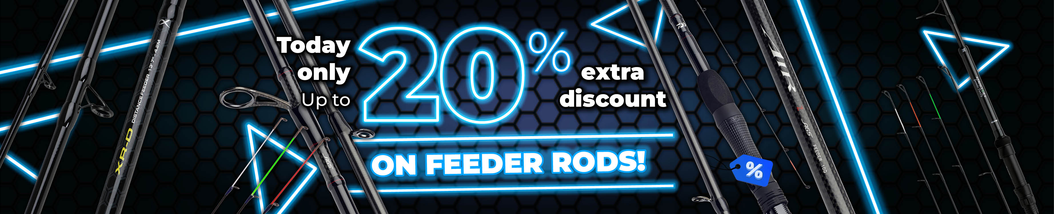 Topbanner: Tot 20% Feederhengels (Blauw)