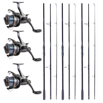3x CatchMax Carper + 3x CatchMax 5000FR (3-Piece Carp Rods + Baitrunner Reels)