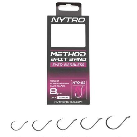 Nytro NTO-B2 Barbless Method Latex Bait Band Ready Tied Rigs 10cm (8 Stuks)