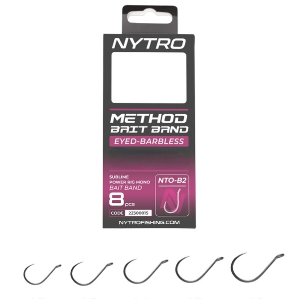 Nytro NTO-B2 Barbless Method Latex Bait Band Ready Tied Rigs 10cm (8 Stuks)
