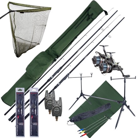 Complete Ultimate Karper Set met hengels, vrijloopmolens, rodpod, beetmelders en end-tackle!
