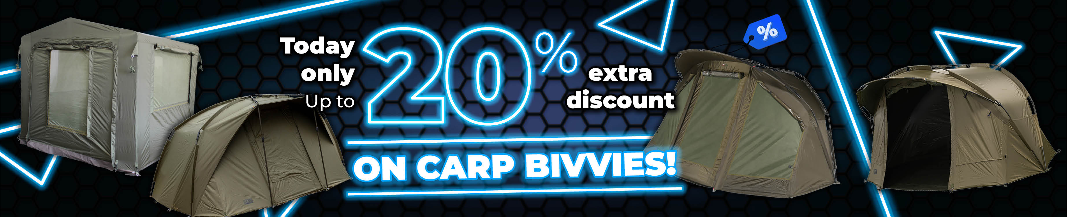 Topbanner: Tot 20% Karpertenten (Blauw)