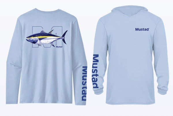 Mustad Tuna Longsleeve UV W/ Hood Light Blue Hoodie