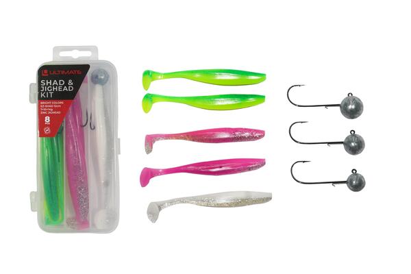 Kit Ultimate EZ-Shad & Jighead senza piombo 10cm (7 + 10 + 14g) (8pcs) - Bright