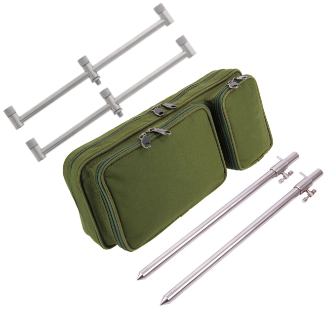 Set De Barres NGT Pour Pêche à La Carpe – Acier Inoxydable, Support 2 Cannes, Argenté