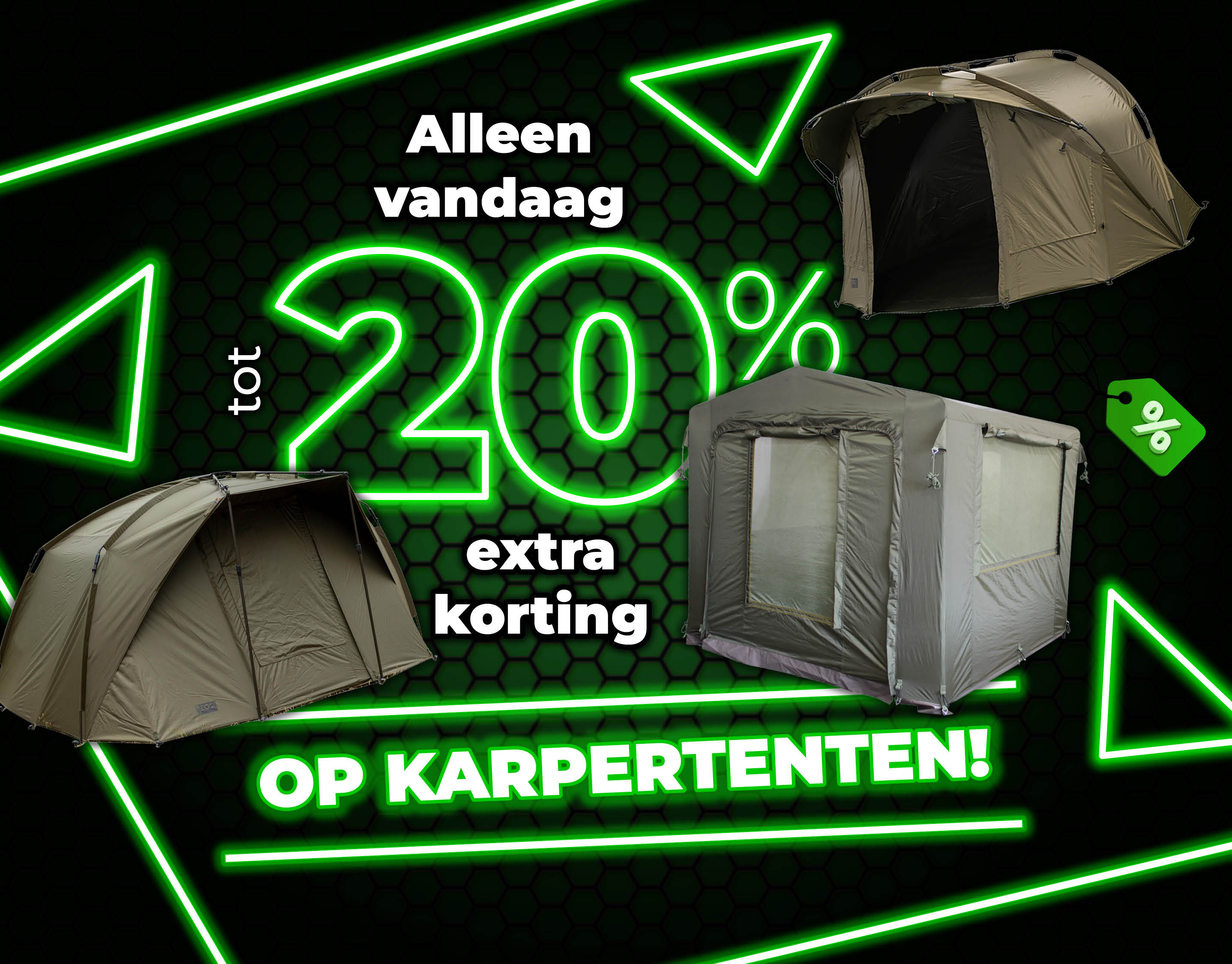 Subbanner: Tot 20% Karpertenten (Groen)