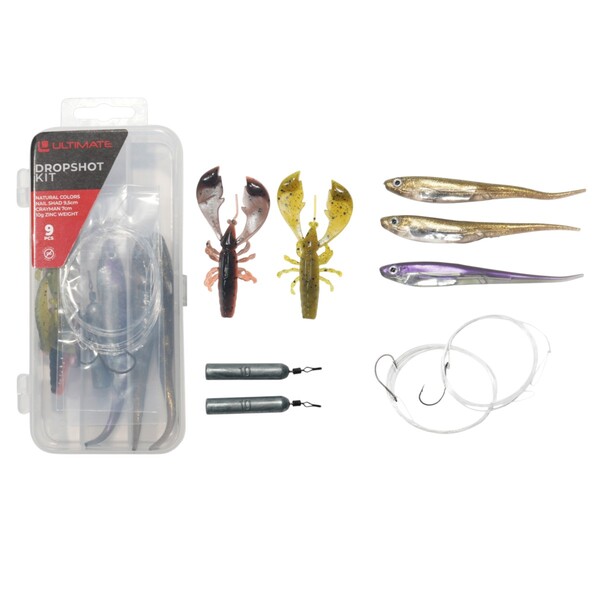 Kit Ultimate Dropshot Senza piombo 150cm 0.30mm 7 + 9.5cm (10g) (9pcs) - Natural