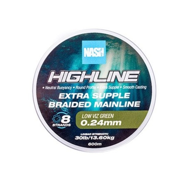 Nash TT Highline Floating Braid Green Línea Trenzada (600m)