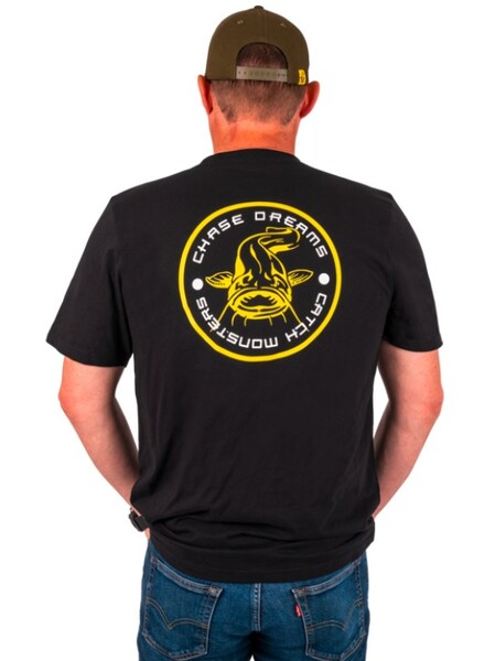 Black Cat Chase Dreams Black Tee T-Shirt