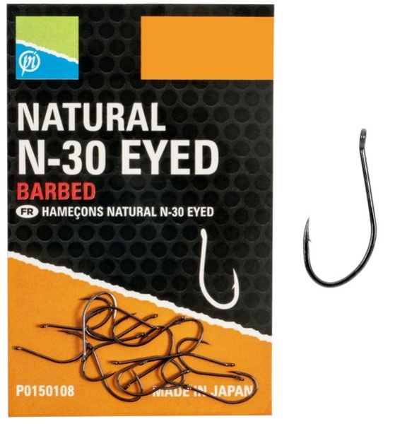 Preston Natural N-30 Eyed Witvis Haken (15 Stuks)