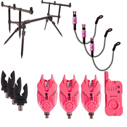 Ultimate E-Tension Pink Bite Alarm/Rodpod Set