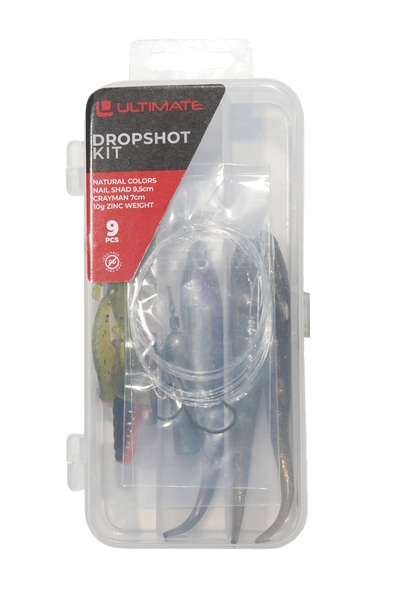 Kit Ultimate Dropshot Senza piombo 150cm 0.30mm 7 + 9.5cm (10g) (9pcs) - Natural