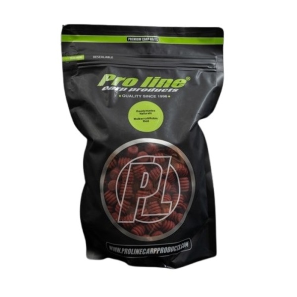 Pro Line Readymades Naturalz Boilies 1kg (Natural and Irregular Shape) - Mulberry & Robin Red
