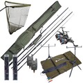 Kompletny Set Karpiowy Ultimate zawierający wędki, kołowrotki z wolnym biegiem, rodpod, sygnalizatory brań i akcesoria końcowe!