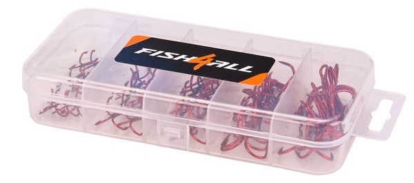 Fish4All Caja de anzuelos triples rojos (50 pzas.)