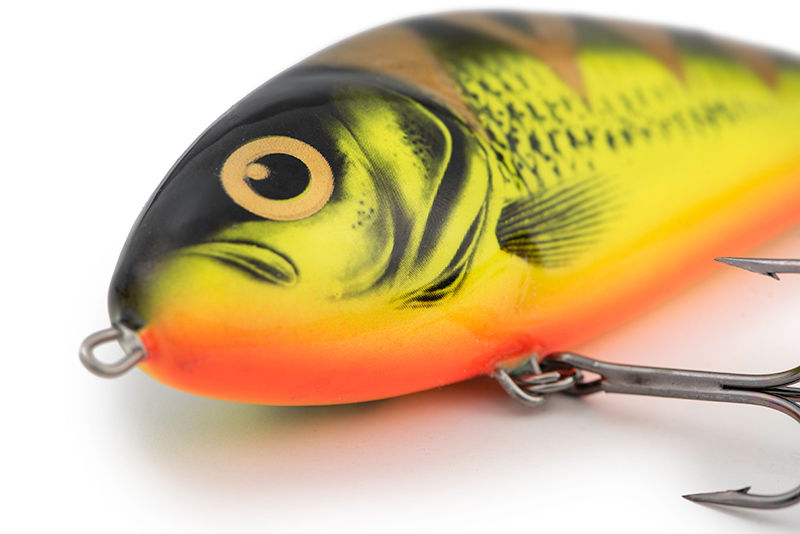 Salmo Fatso 10 Cm 52 G – Leurre Jerkbait Coulant Brochet Sandre Perche, Couleur Marron à Pois Perch