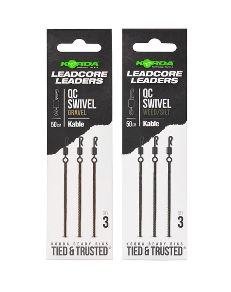 Korda Kable Leadcore Leader QC Swivel (50cm) (3 Stuks)