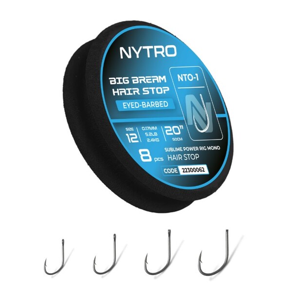 Nytro NTO1 Big Bream Hair-Stop Ready Tied Rigs Bajos de Línea para Pez Blanco 50 cm (8 pzas.)