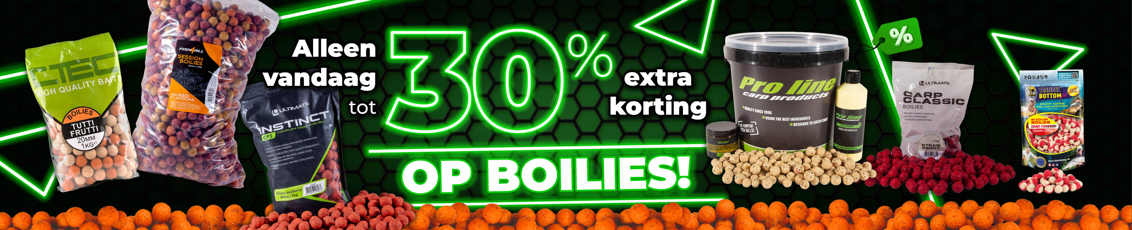 Topbanner: Tot 30% Boilies (Groen)