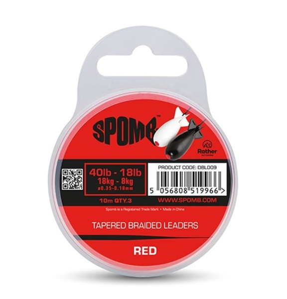 Spomb Tapered Braided Leaders 40lb-18lb (3pcs) - Red