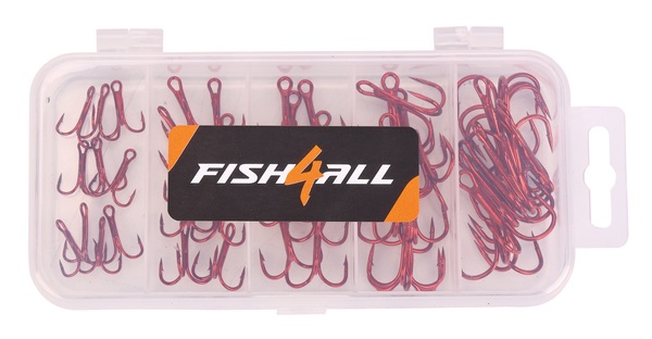 Fish4All Caja de anzuelos triples rojos (50 pzas.)
