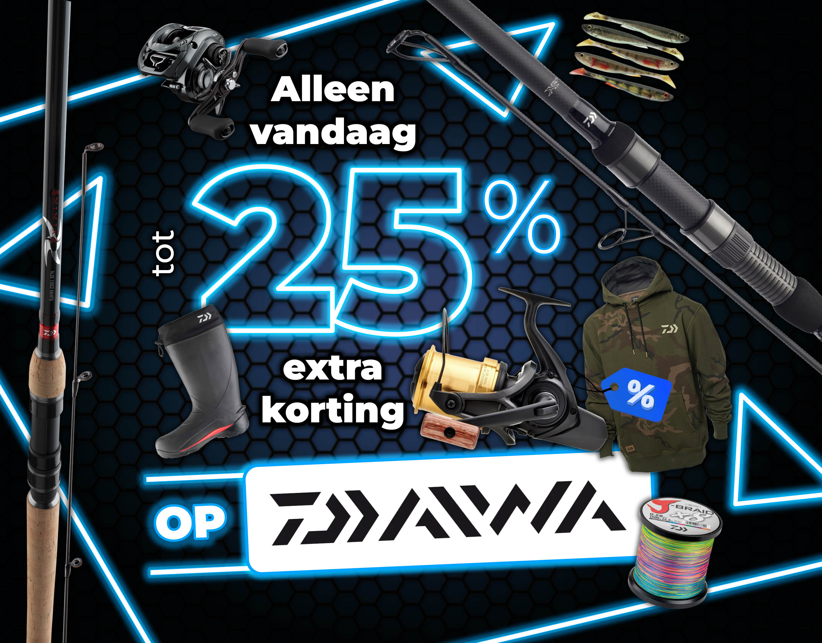 Subbanner: Tot 25% Daiwa (Blauw)
