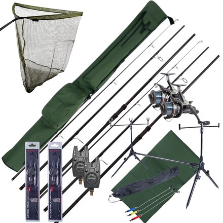 Complete Ultimate Karper Set met hengels, vrijloopmolens, rodpod, beetmelders en end-tackle!