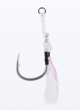 Mustad Heavy Jig Assist Rig W/ White Flash Artificial Lure Hook (2pcs)