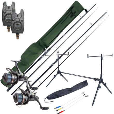 Ultimate Session Carp Set met hengels, molens, beetmelders, rod pod én foudraal!