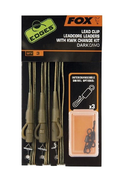Fox Leadcore Leadclips Rigs Inc. Kwik Change Kit Camo - Fox Leadcore Leadclips Rigs Inc. Kwik Change Kit Dark Camo