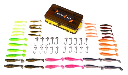 Fish4all Ribbed Softbait & Jighead Box (60pcs)