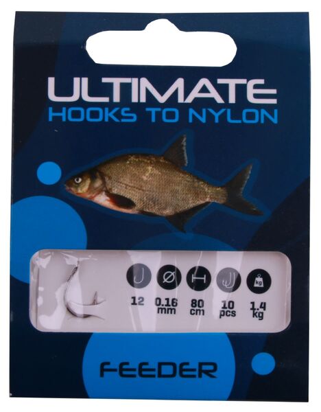 Ultimate Feeder Set mit NGT TZ40R Molen - Ultimate hooks to nylon feeder size 12 0,16mm 80cm 10pcs
