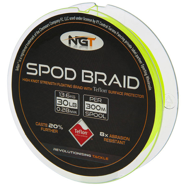 Ultimate Adventure Spod Set - NGT Teflon Coated Floating Spod Braid, Fluo Yellow