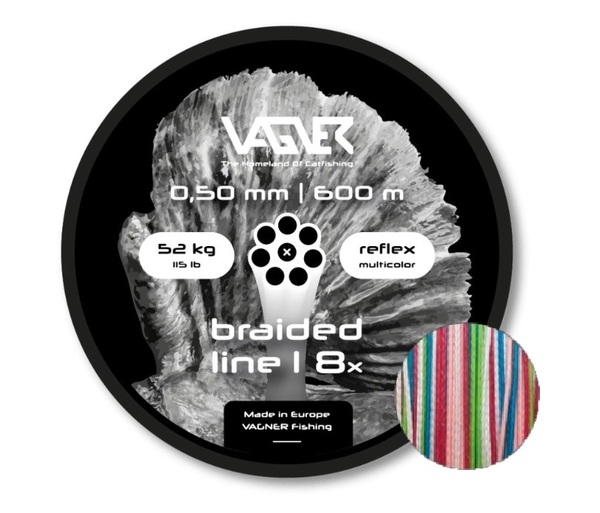 Vagner Braided Reflex Multicolor Catfish Line 52kg/0.50mm (600m)