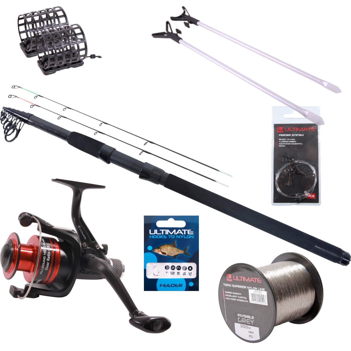 Fishing Tackle Max Set Portacanna Gialli &ndash; 4 Supporti Per Canne Da Pesca Metodo Feeder