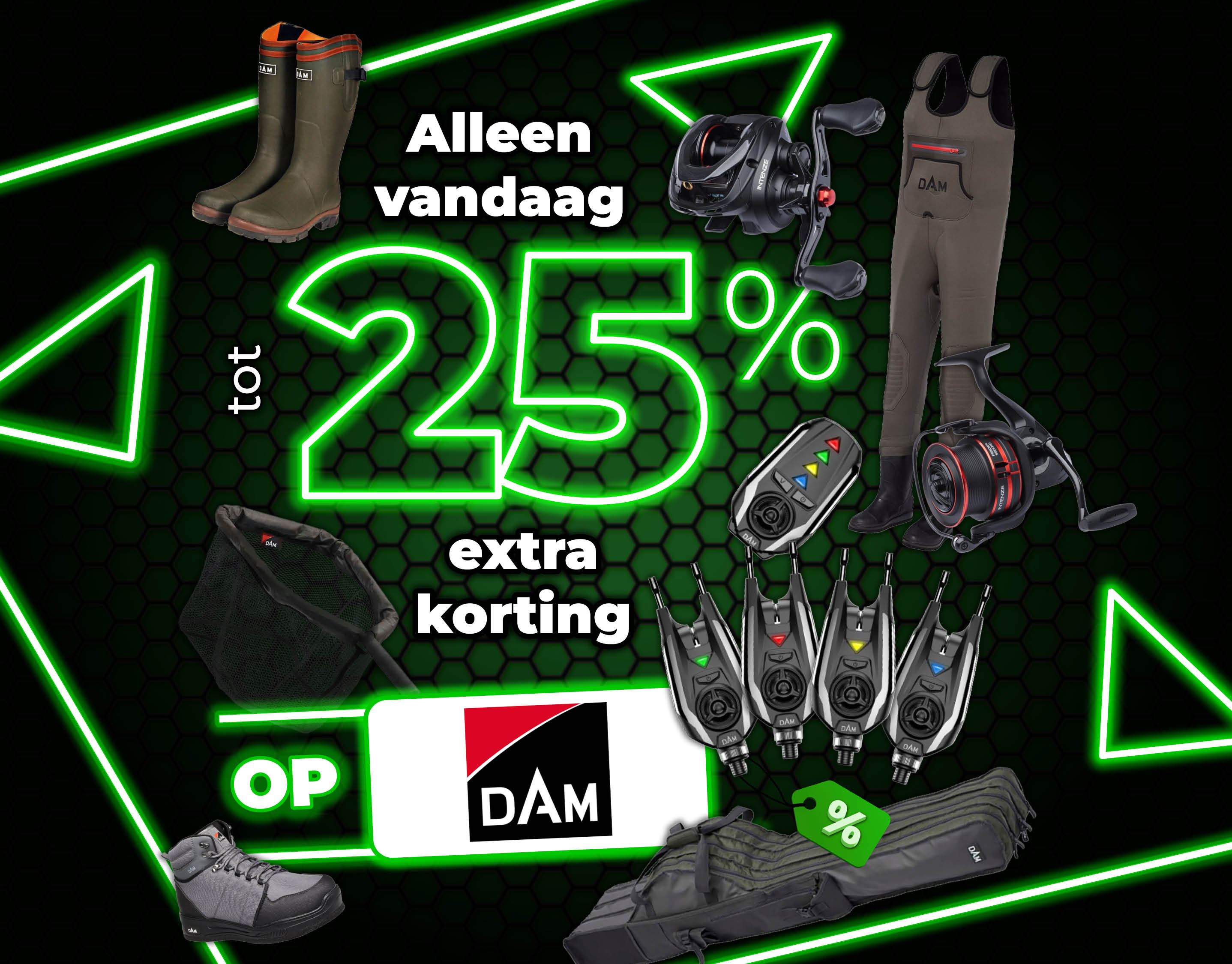 Subbanner: Tot 25% Dam (Groen)