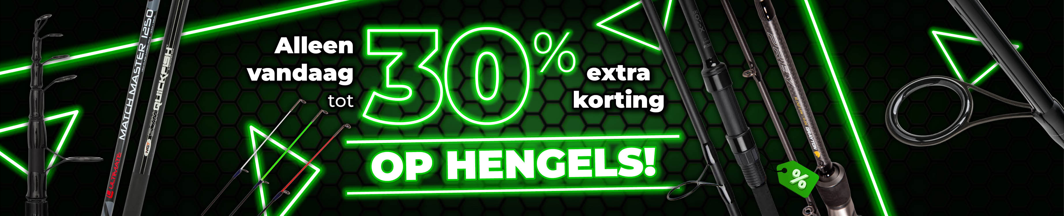 Topbanner: Tot 30% Hengels (Groen)