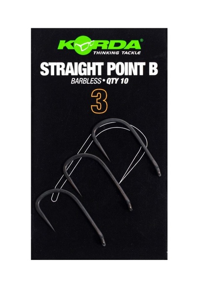 Korda Straight Point Barbless Karperhaken (10 Stuks)