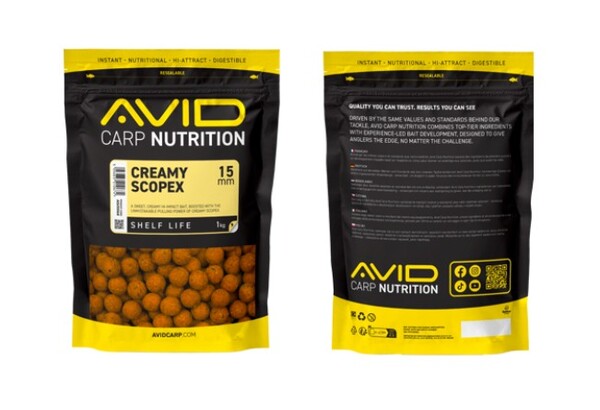 Avid Creamy Scopex Boilies (1kg)