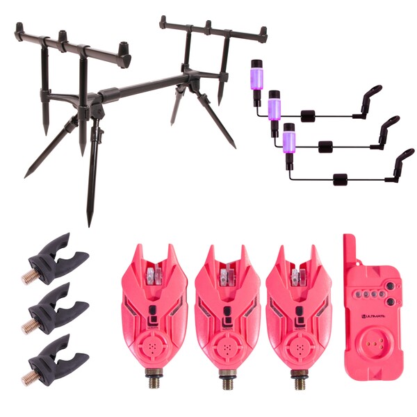 Ultimate E-Tension Pink Bite Alarm/Rodpod Set