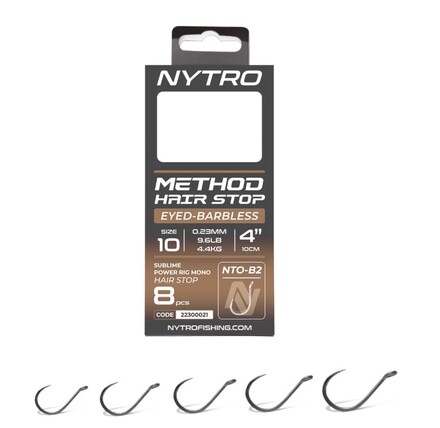 Nytro NTO-B2 Barbless Method Hair-Stop Ready Tied Rigs 10cm (8 Pieces)