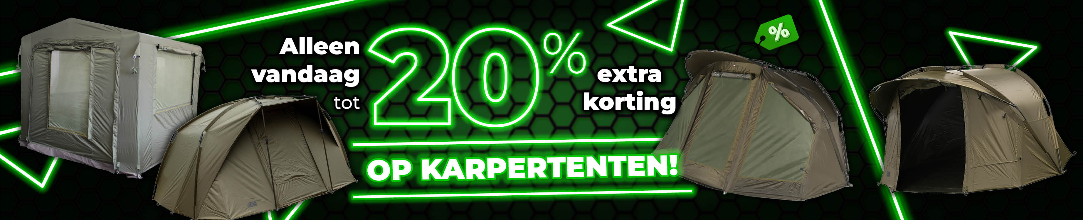 Topbanner: Tot 20% Karpertenten (Groen)