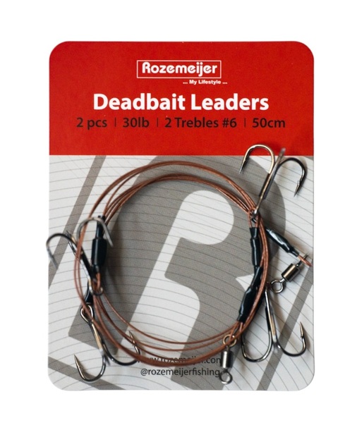 Rozemeijer Deadbait Leaders 2x Treble 50cm 30lb (2 Stuks)