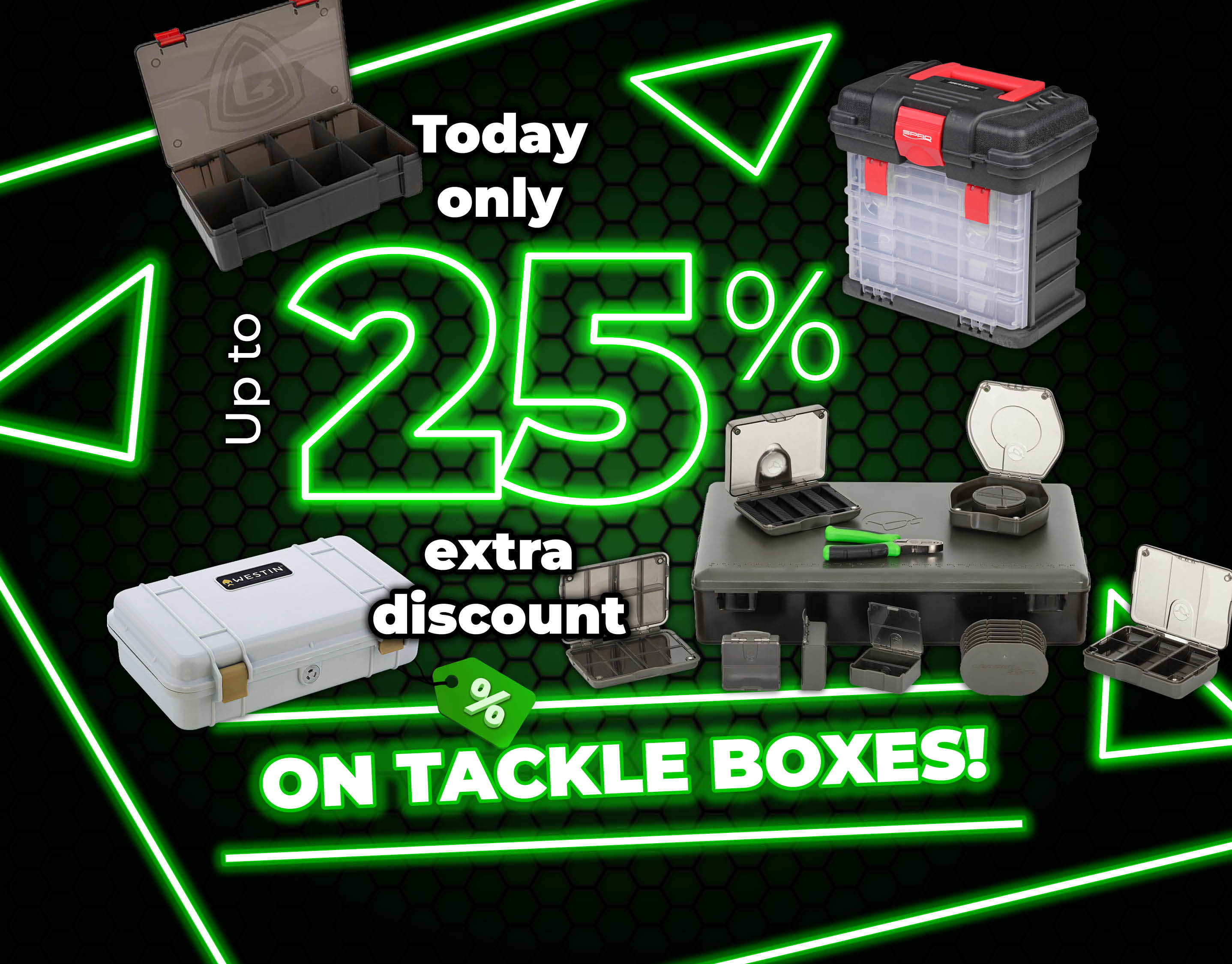 Subbanner: Tot 25% Tackleboxen (Groen)
