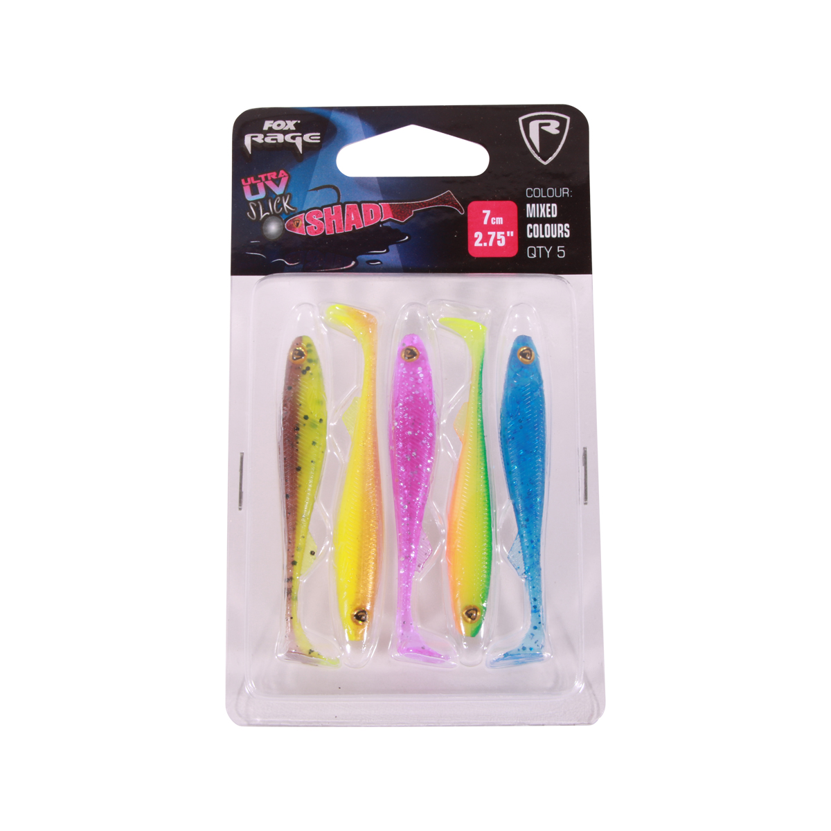 Fox Rage Ultra UV Mixed Colour - Set Di Esche Morbide Gomma Per Pesca, Slick Shad, Adatte Per Persico E Luccio