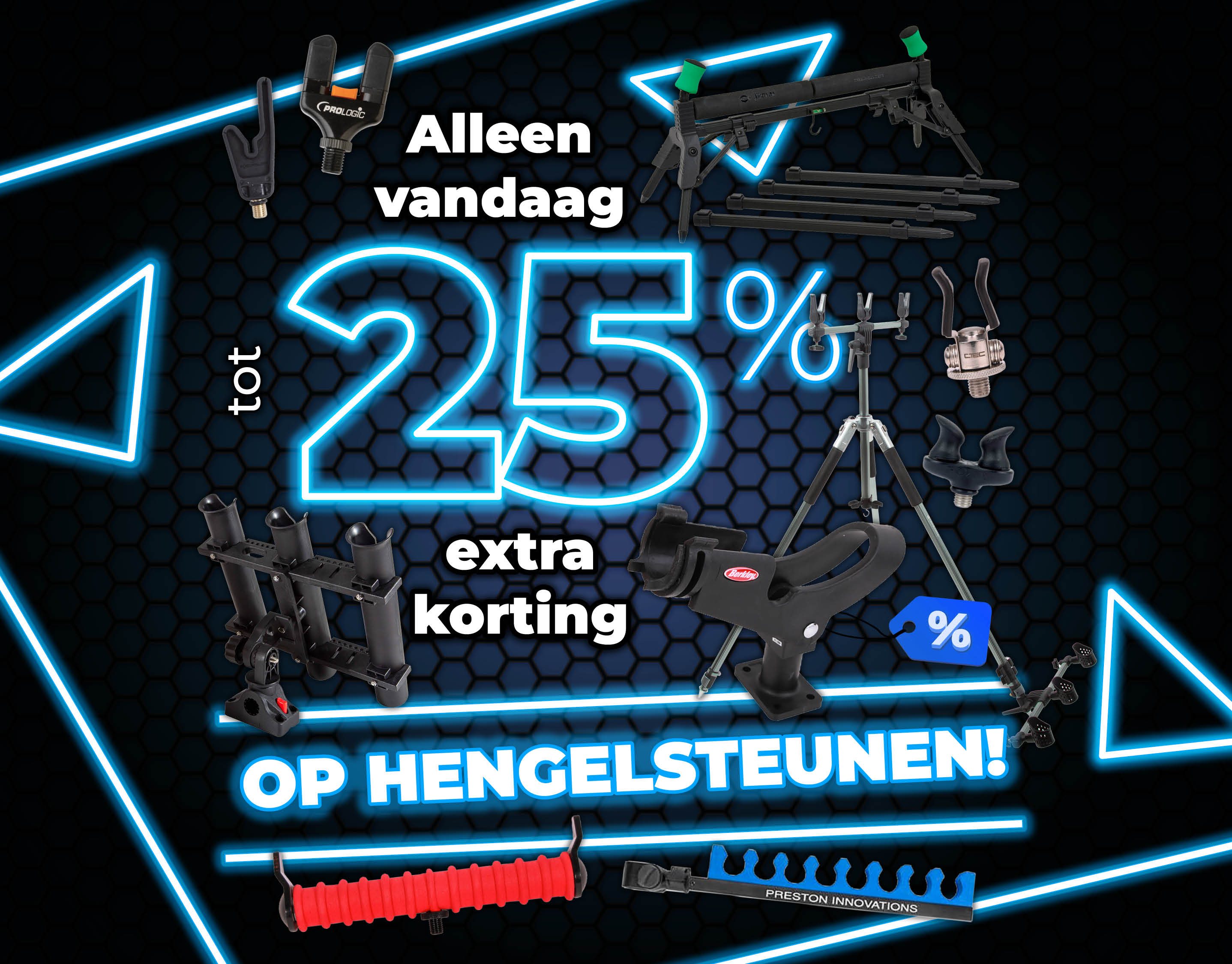 Subbanner: Tot 25% Hengelsteunen (Blauw)