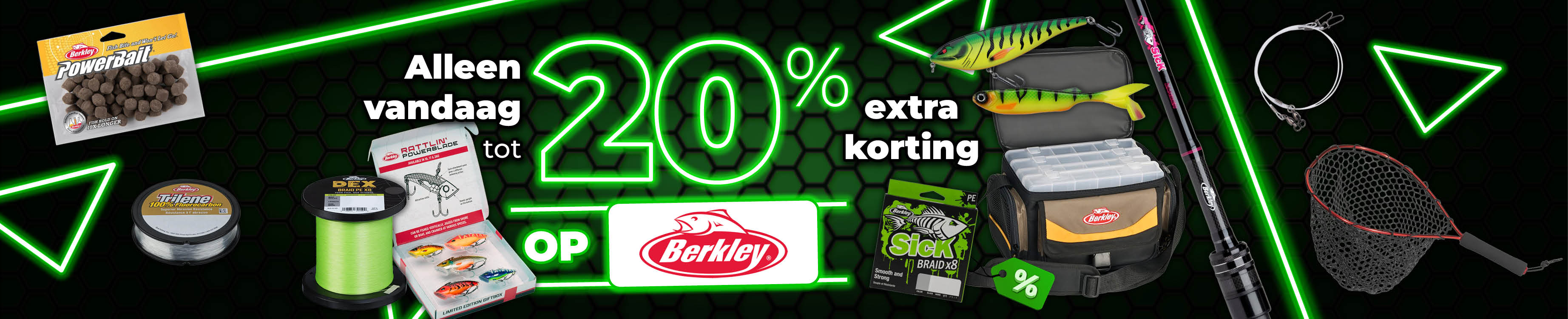 Topbanner: Tot 20% Berkley (Groen)