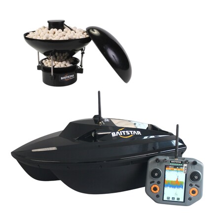 BaitStar Baitboats Xpert Black AllinOne Voerboot (Baitthrower, GPS & Dieptemeter)